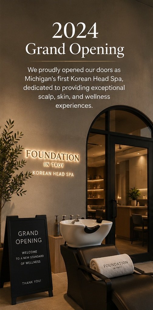 We proudly opened our doors as Michigan's first Korean Head Spa, dedicated to providing exceptional scalp, skin, and wellness experiences.